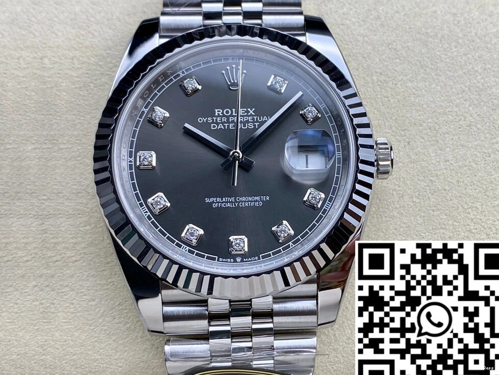 Clean Rolex Gray Factory Dial Diamond M126334-0006 Datejust 0101